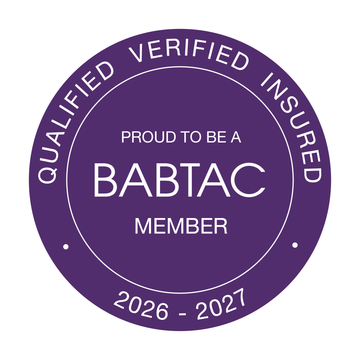 Babtac qualified verified and insured badge for 2026 to 2027