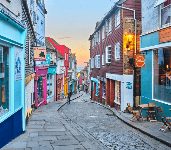 Folkestone colourful artist street.