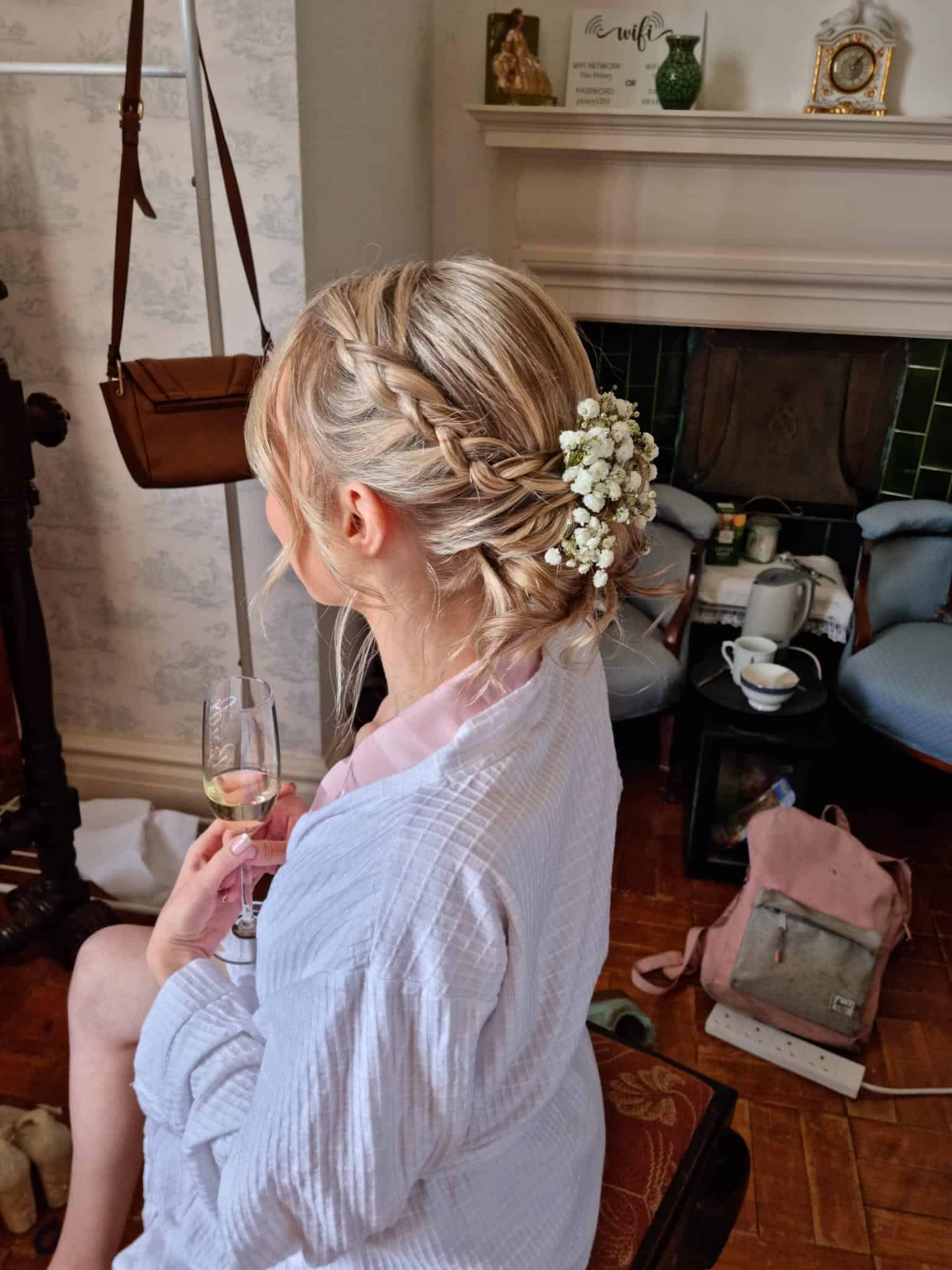 Stephanie’s Wedding Moments at Bilsington Priory Venue Bride Stephanie photographed at Bilsington Priory wedding venue with romantic bridal hair and natural makeup by Glamour Brides.