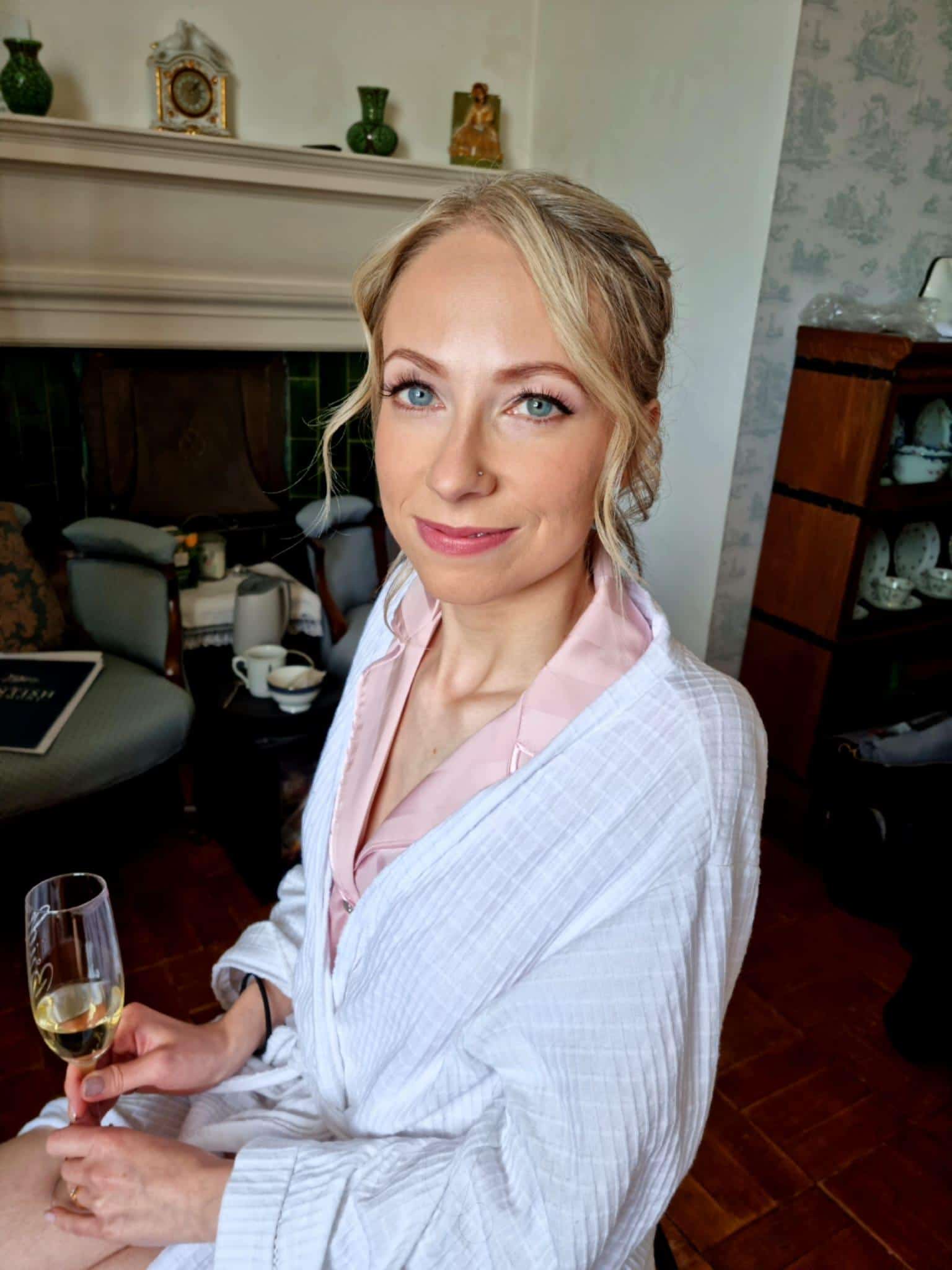 Bride Stephanie at Bilsington Priory in Kent Beautiful bridal portrait of Stephanie at Bilsington Priory featuring bridal hair and makeup by Glamour Brides.