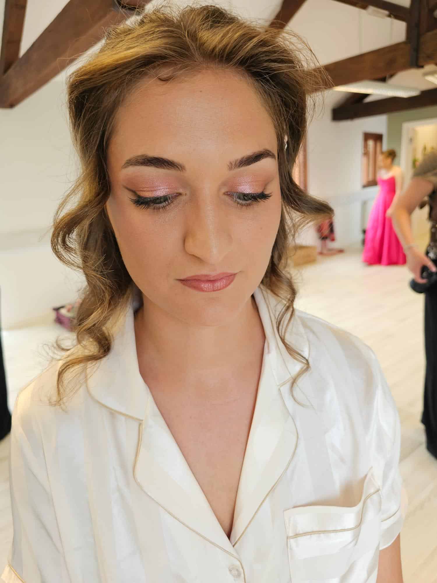 Celia’s Wedding Morning at The Secret Garden Bride Celia photographed at The Secret Garden in Kent with soft romantic bridal hair and natural wedding makeup by Glamour Brides.