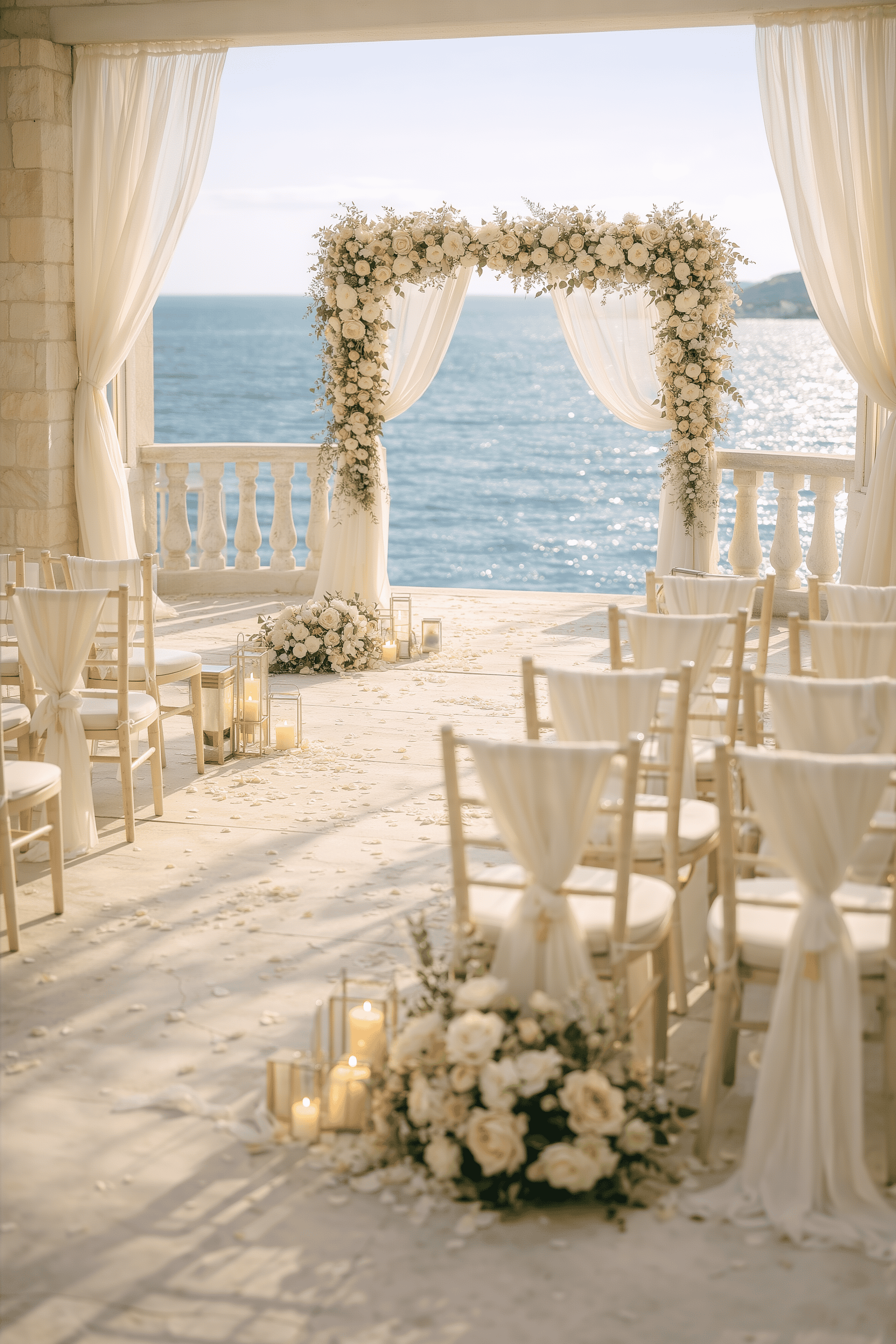 Destination Bridal archway by the Beach in Greece.